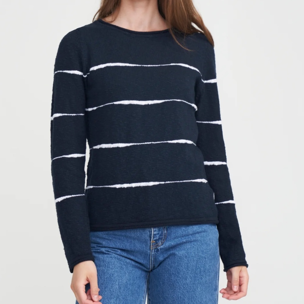 Holebrook Hjördis Boatneck Slubbed Cotton Sweater - Women's Size M - Blue